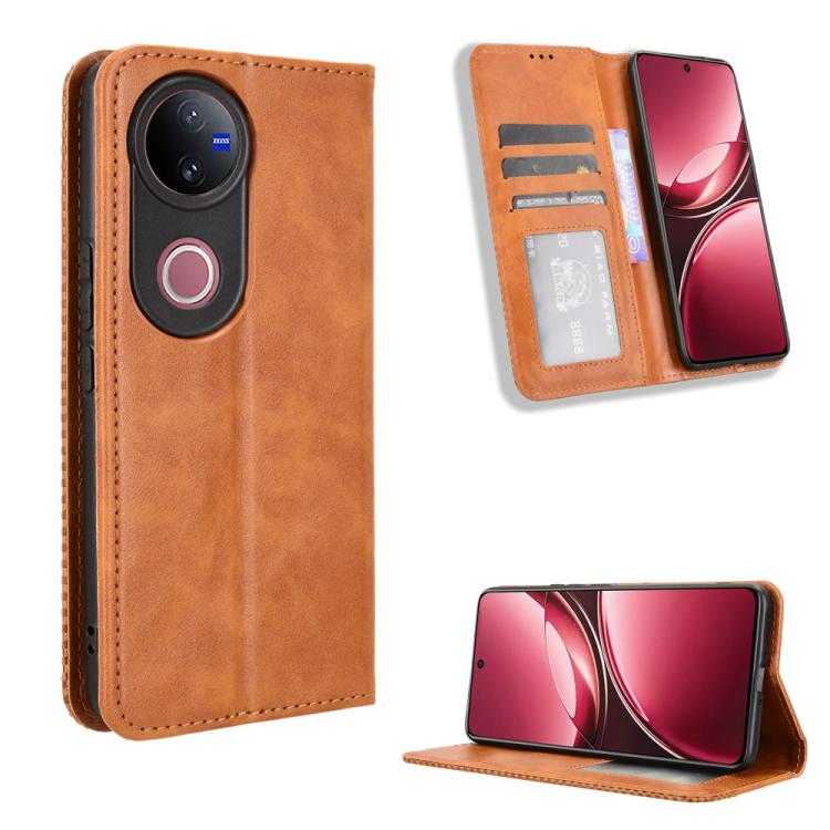 Custodia in pelle con fibbia magnetica per Vivo Y04 4G e Y29s 5G