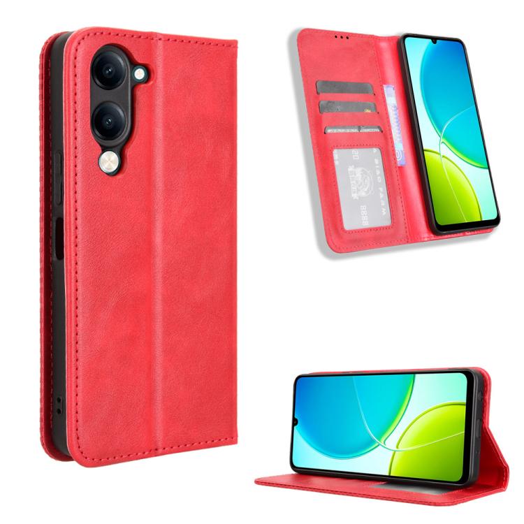 Custodia in pelle con fibbia magnetica per Vivo Y04 4G e Y29s 5G