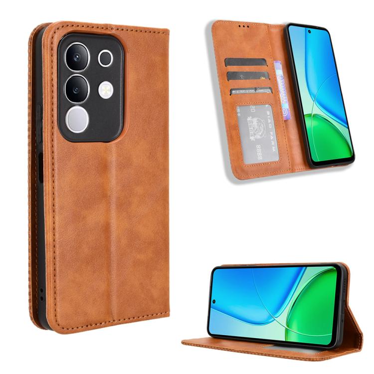 Custodia in pelle con fibbia magnetica per Vivo Y04 4G e Y29s 5G