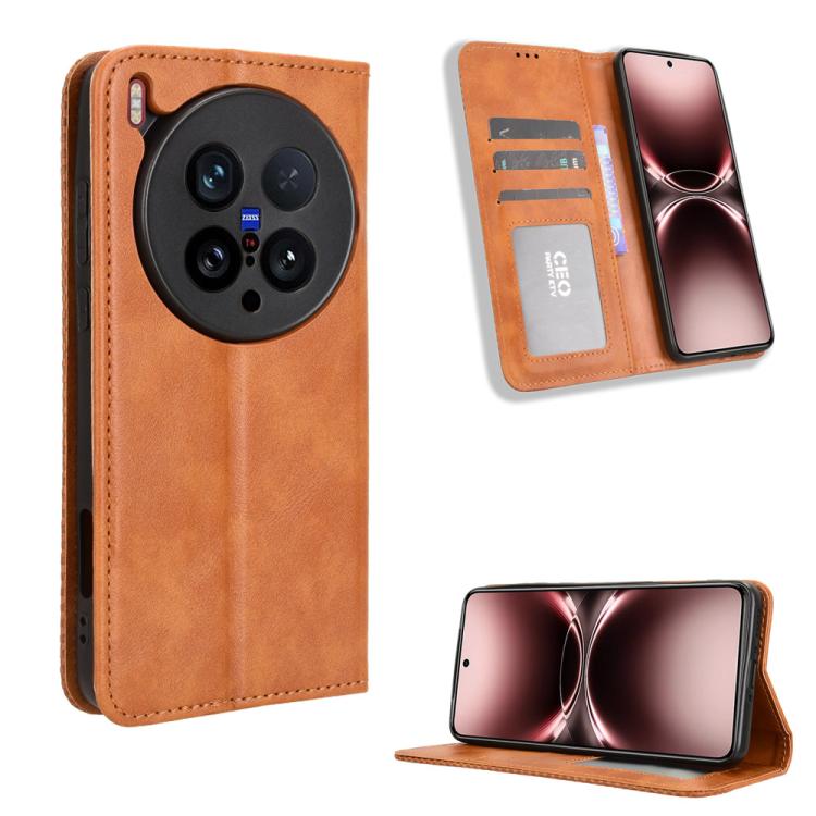 Custodia in pelle con fibbia magnetica per Vivo Y04 4G e Y29s 5G