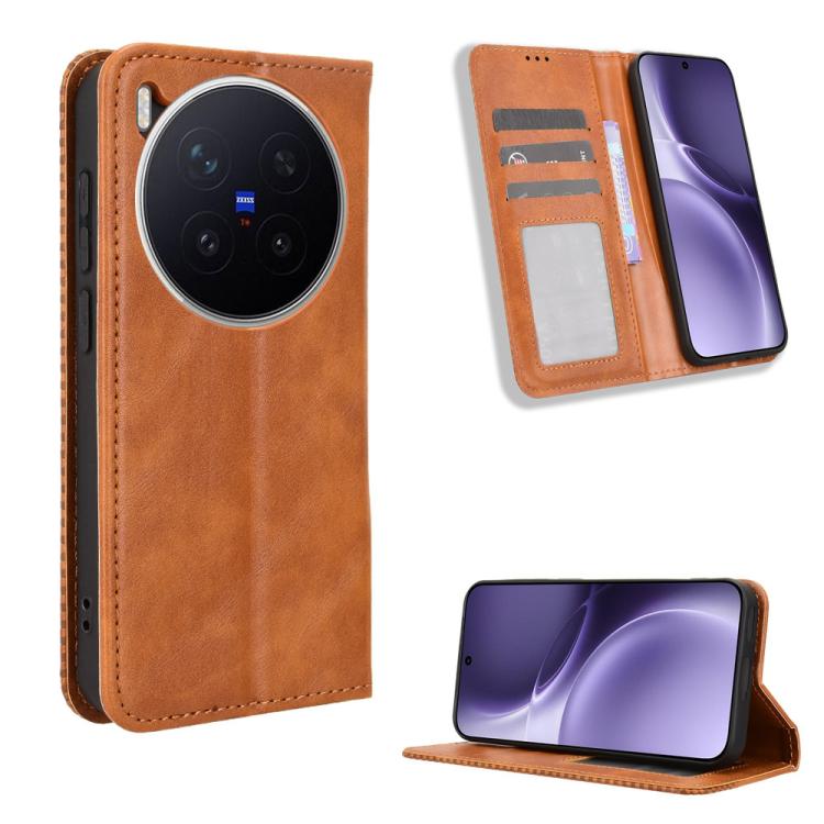 Custodia in pelle con fibbia magnetica per Vivo X300 e modelli compatibili