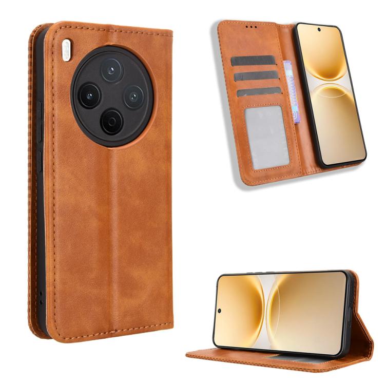 Custodia in pelle con fibbia magnetica per Vivo X300 e modelli compatibili