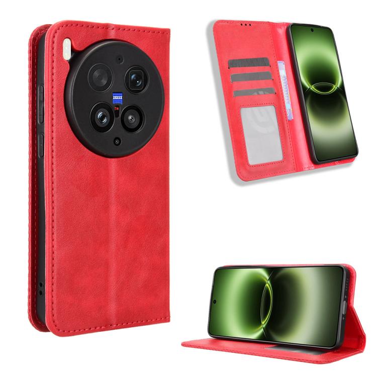 Custodia in pelle con fibbia magnetica per Vivo X300 e modelli compatibili