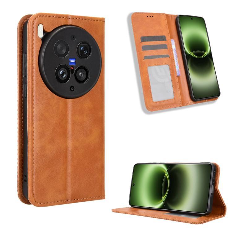 Custodia in pelle con fibbia magnetica per Vivo X300 e modelli compatibili