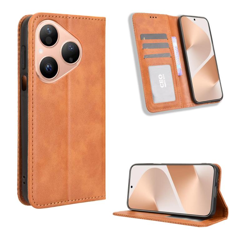 Custodia in pelle con fibbia magnetica per Huawei Pura 80 5G