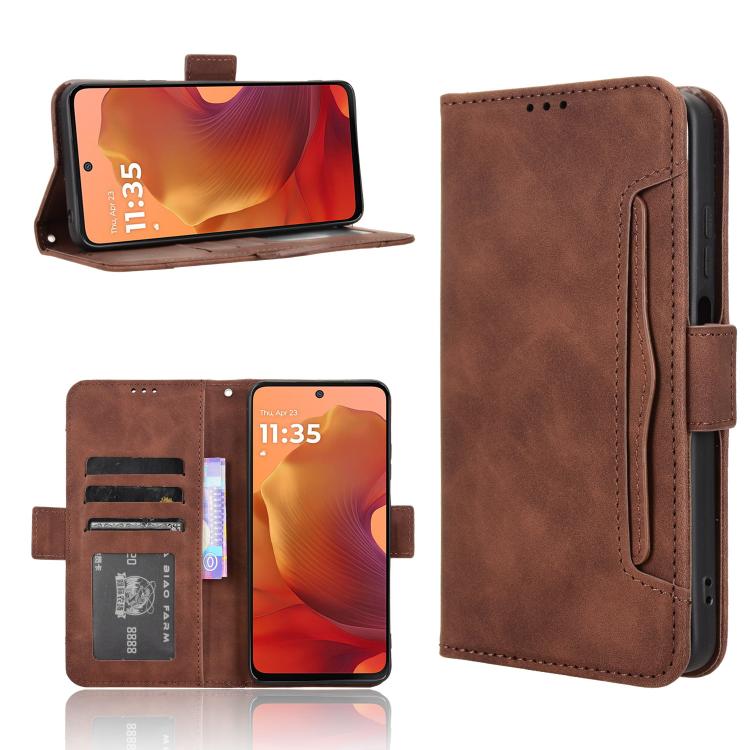 Custodia in pelle con slot per schede per Motorola Moto X70 Air Pro e altri