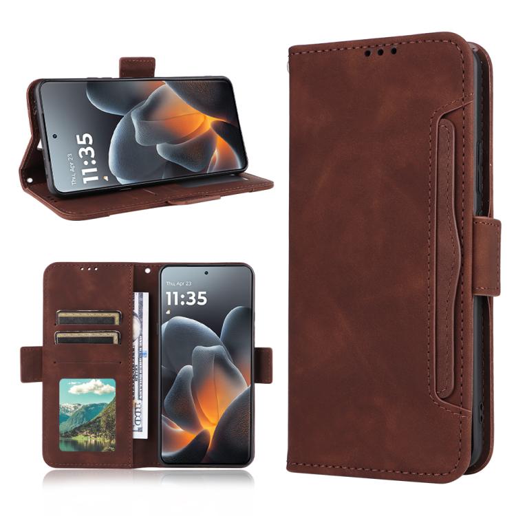 Custodia in pelle con slot per schede per Motorola Moto X70 Air Pro e altri