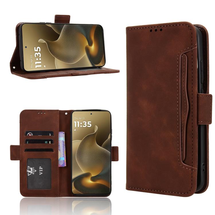 Custodia in pelle con slot per schede per Motorola Moto X70 Air Pro e altri