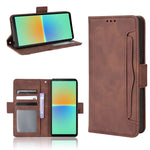 Custodia per telefono in pelle con slot per schede di consistenza al polpaccio, For Sony Xperia 10 V