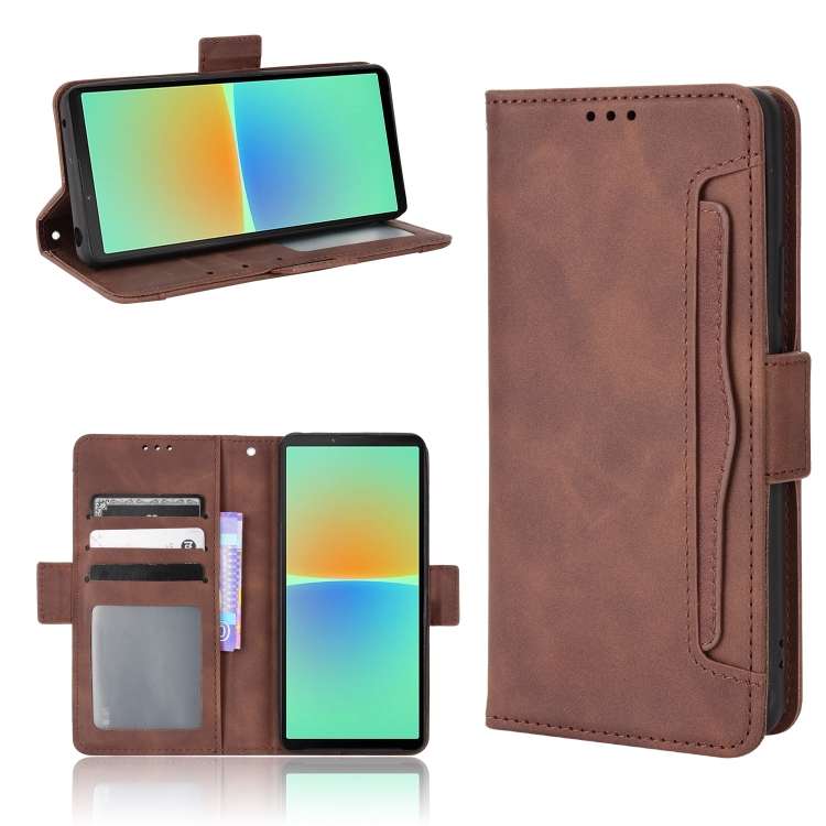 Custodia per telefono in pelle con slot per schede di consistenza al polpaccio, For Sony Xperia 10 V