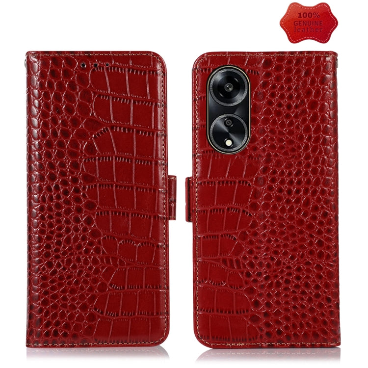 Custodia per telefono in pelle di vacchetta di coccodrillo, For OPPO A1 5G