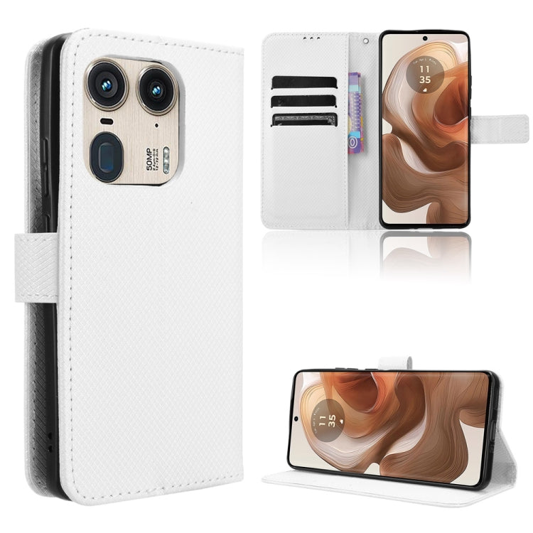 Custodia in pelle con trama a diamante per Motorola Edge 2024 5G