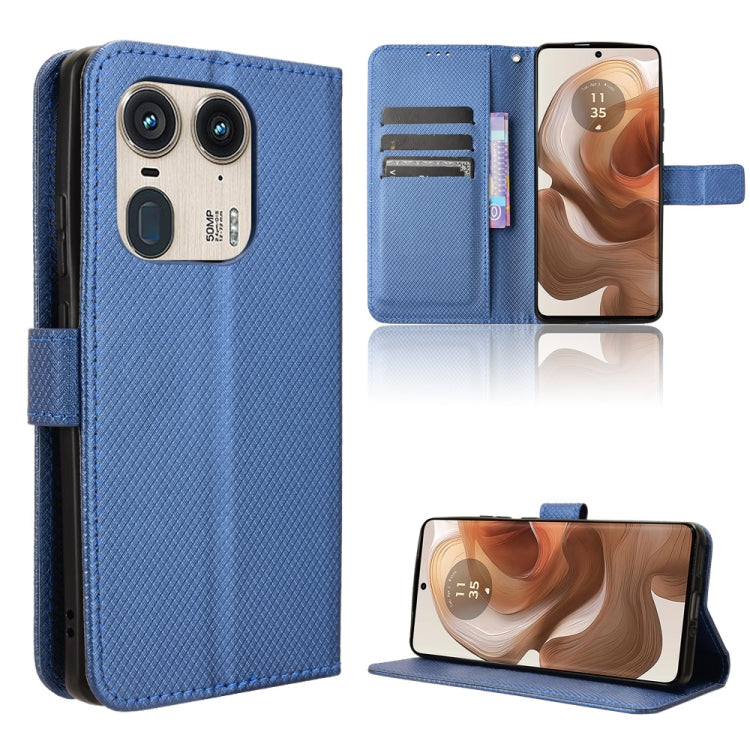 Custodia in pelle con trama a diamante per Motorola Edge 2024 5G