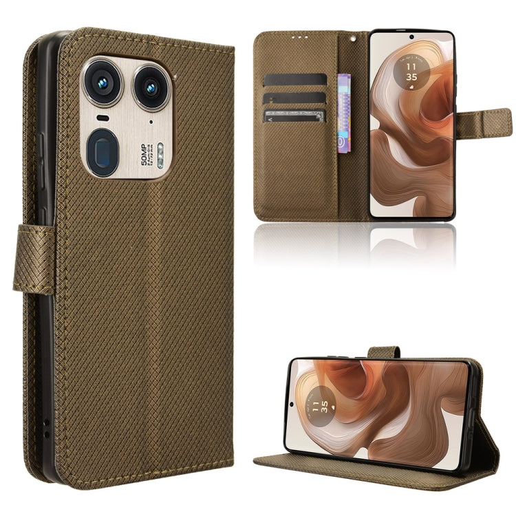 Custodia in pelle con trama a diamante per Motorola Edge 2024 5G