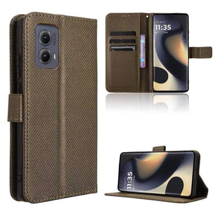 Custodia in pelle con trama a diamante per Motorola Edge 2024 5G