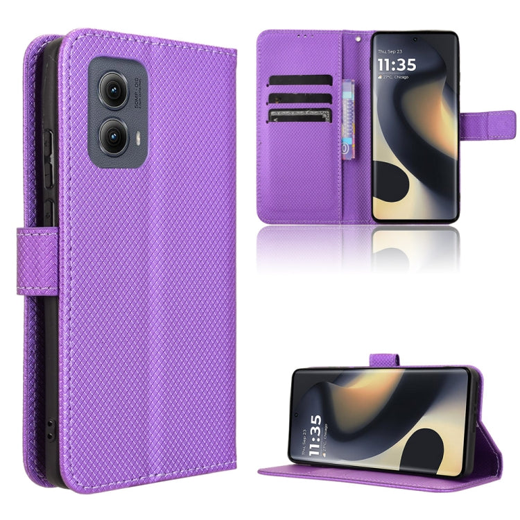 Custodia in pelle con trama a diamante per Motorola Edge 2024 5G