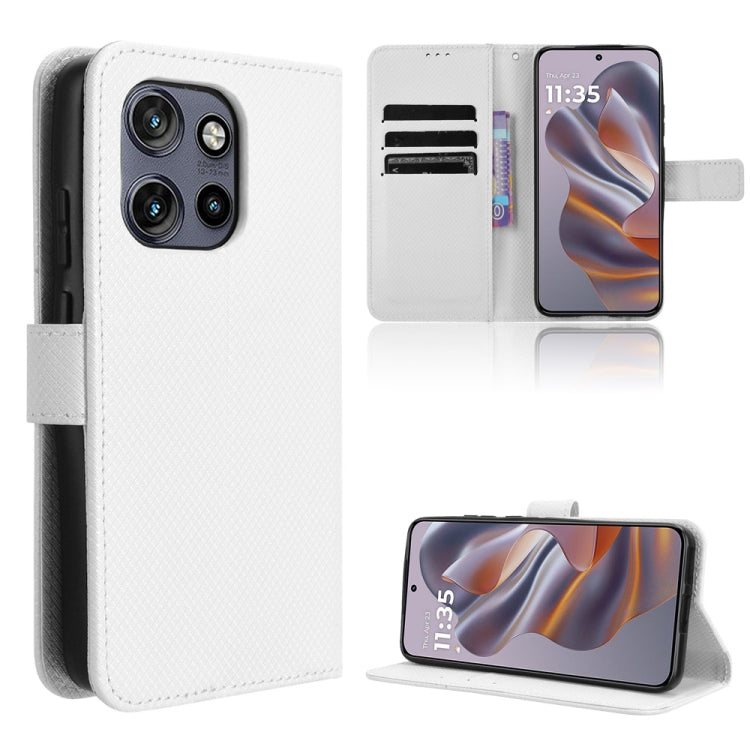 Custodia in pelle con trama a diamante per Motorola Moto G75 5G e modelli