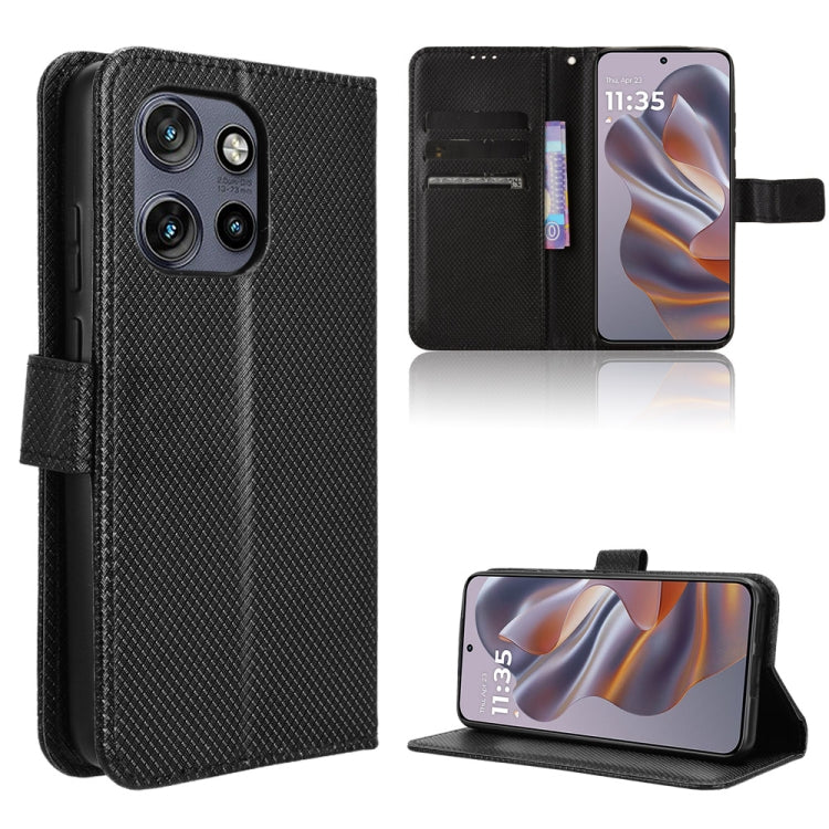 Custodia in pelle con trama a diamante per Motorola Moto G75 5G e modelli