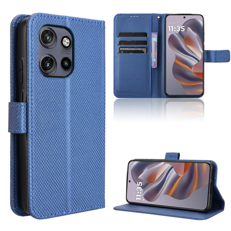 Custodia in pelle con trama a diamante per Motorola Moto G75 5G e modelli
