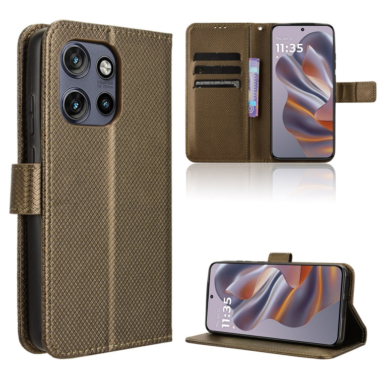 Custodia in pelle con trama a diamante per Motorola Moto G75 5G e modelli