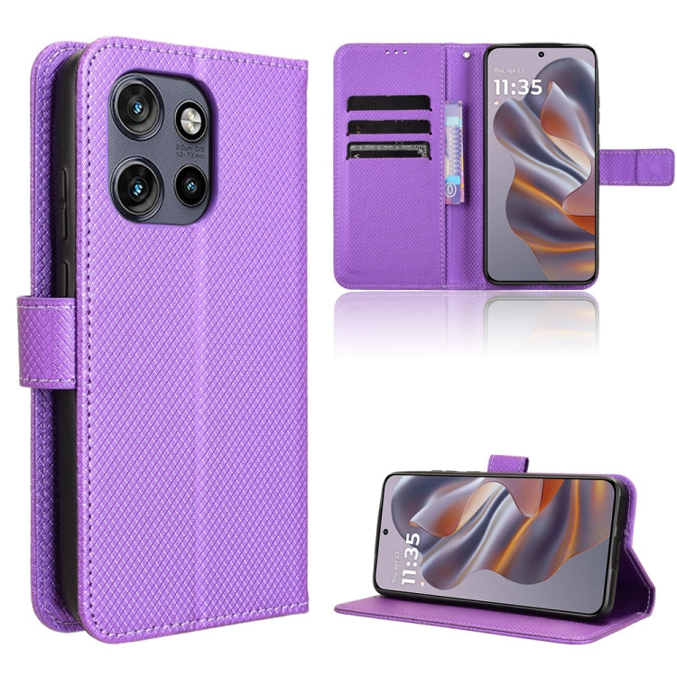 Custodia in pelle con trama a diamante per Motorola Moto G75 5G e modelli