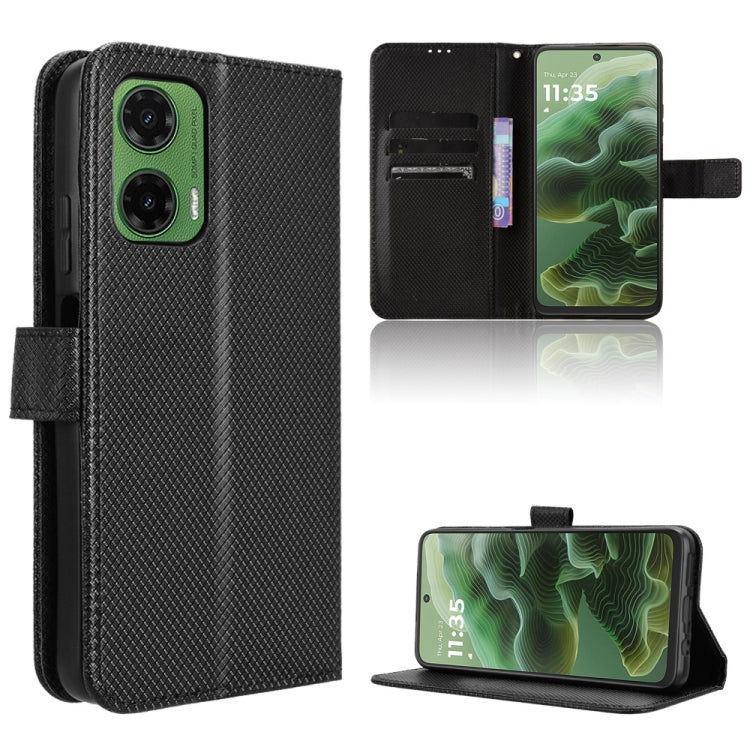 Custodia in pelle con trama a diamante per Motorola Moto G75 5G e modelli