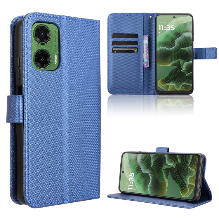 Custodia in pelle con trama a diamante per Motorola Moto G75 5G e modelli
