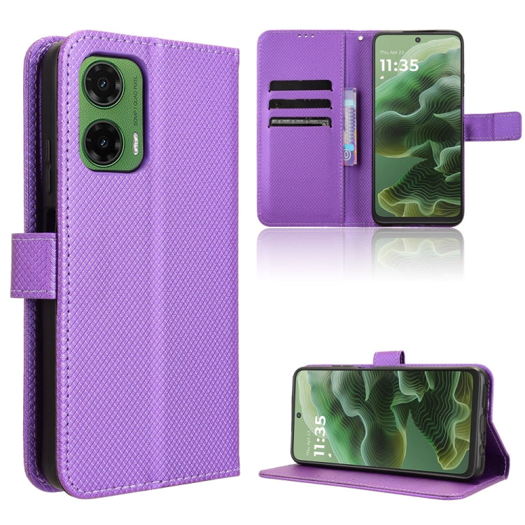 Custodia in pelle con trama a diamante per Motorola Moto G75 5G e modelli