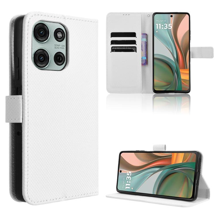 Custodia in pelle con trama a diamante per Motorola Moto G75 5G e modelli