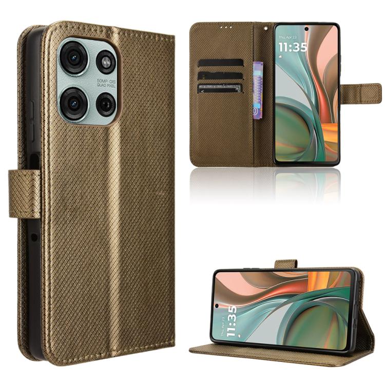Custodia in pelle con trama a diamante per Motorola Moto G75 5G e modelli