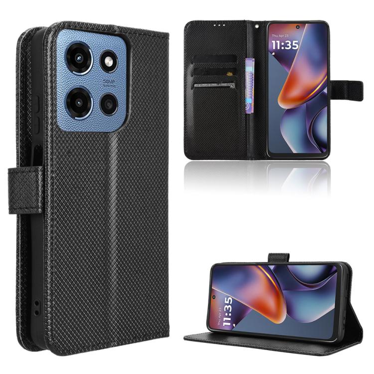 Custodia in pelle con trama a diamante per Motorola Moto G75 5G e modelli