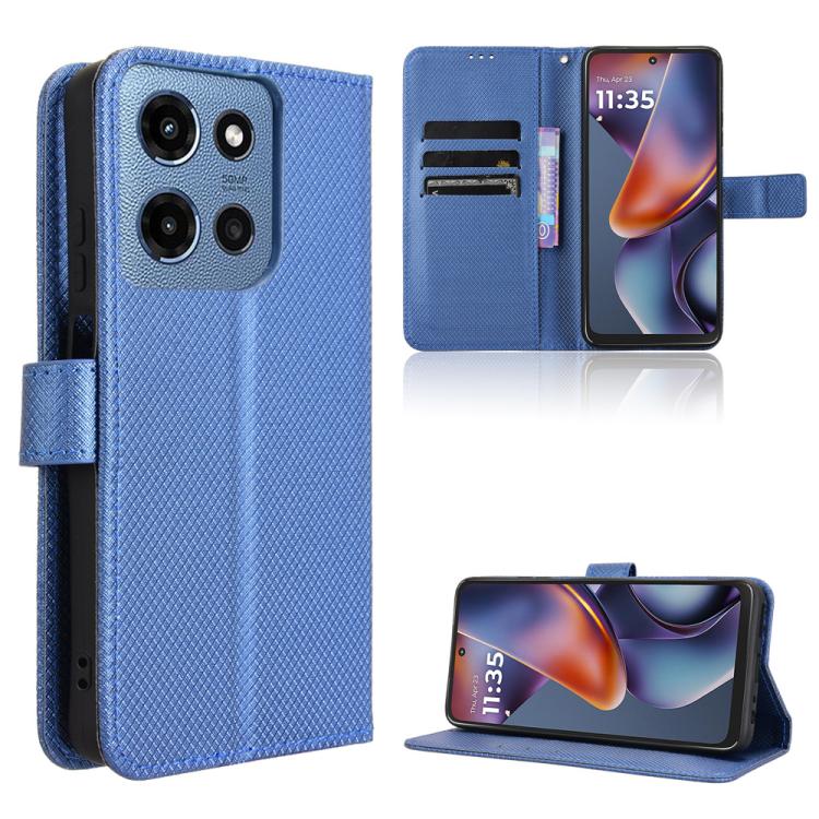 Custodia in pelle con trama a diamante per Motorola Moto G75 5G e modelli