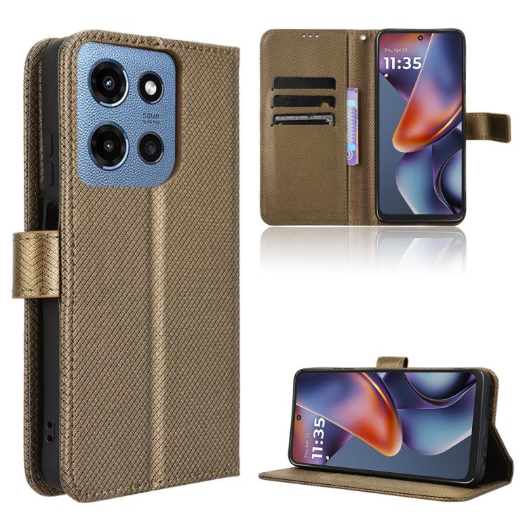 Custodia in pelle con trama a diamante per Motorola Moto G75 5G e modelli