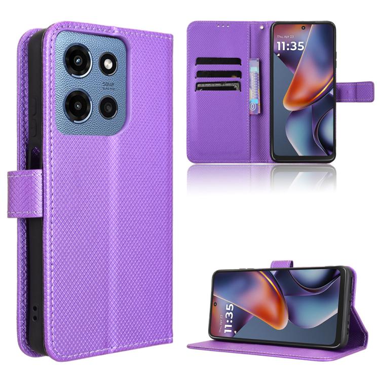 Custodia in pelle con trama a diamante per Motorola Moto G75 5G e modelli