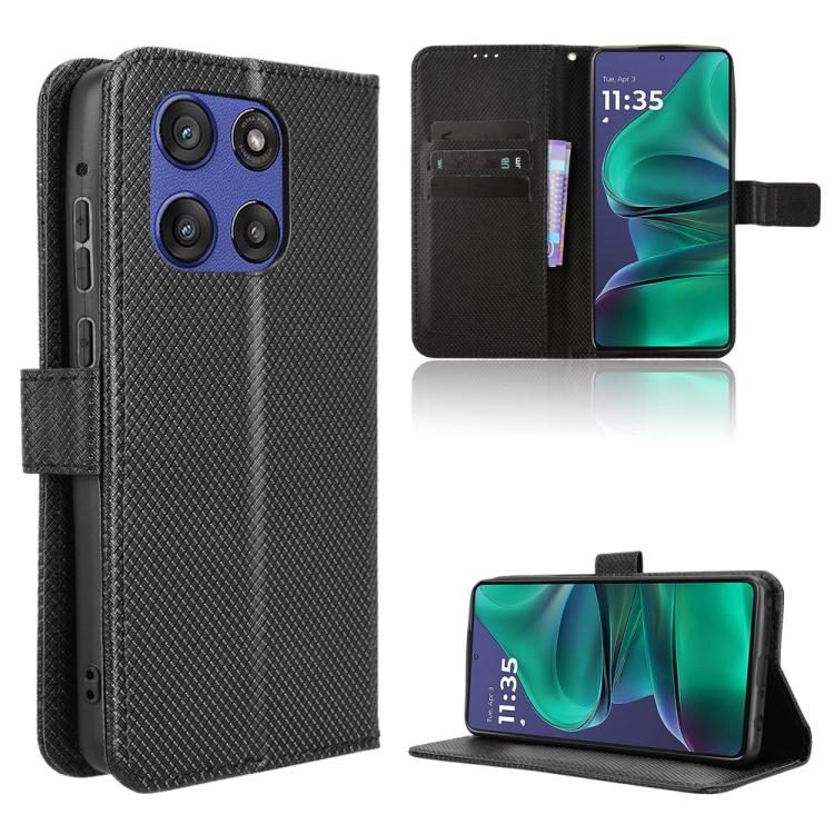 Custodia in pelle con trama a diamante per Motorola Moto G86 Power 5G