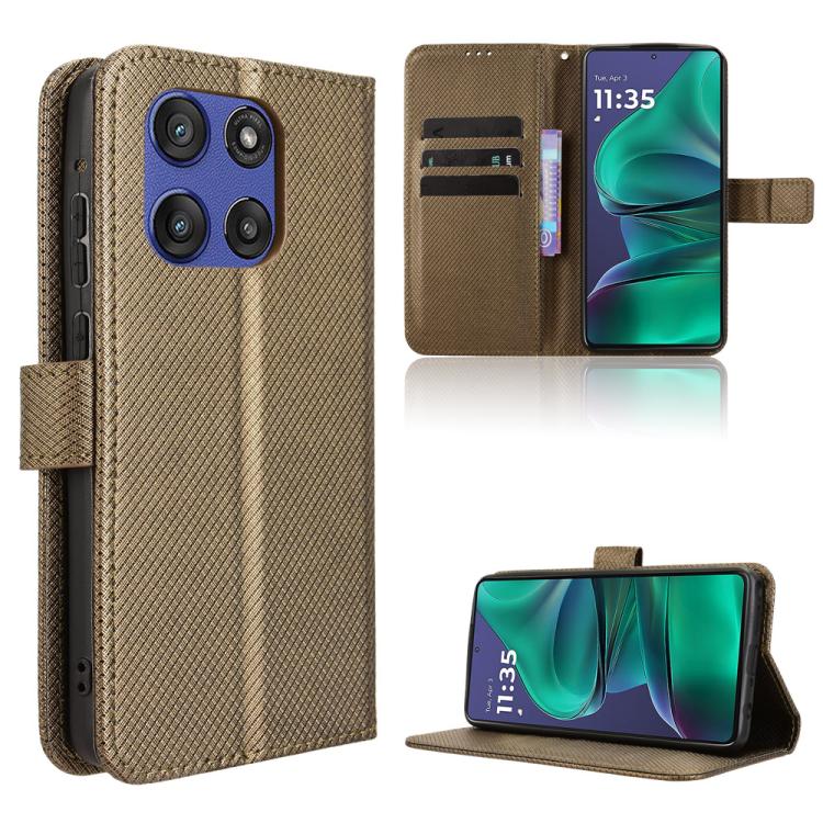 Custodia in pelle con trama a diamante per Motorola Moto G86 Power 5G