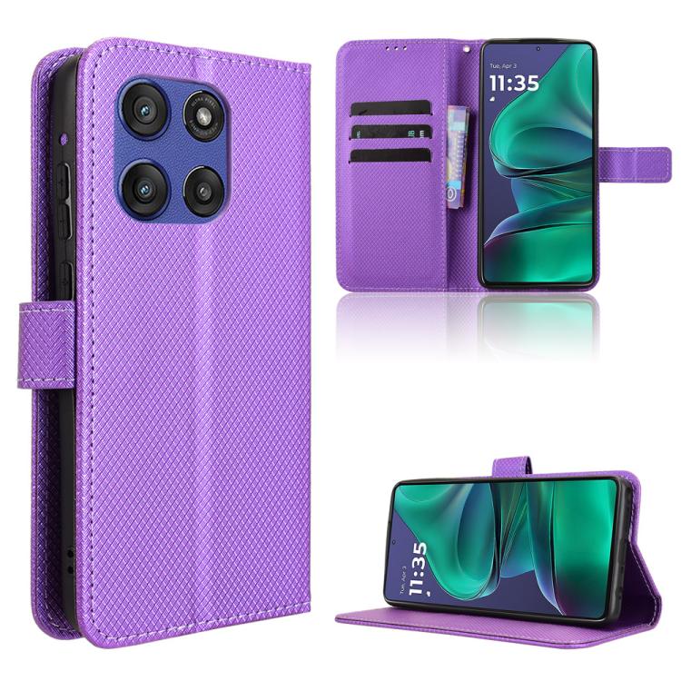 Custodia in pelle con trama a diamante per Motorola Moto G86 Power 5G