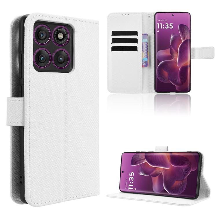 Custodia in pelle con trama a diamante per Motorola Moto G86 Power 5G