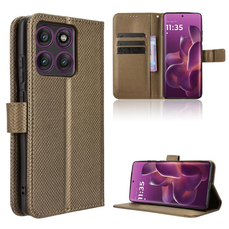 Custodia in pelle con trama a diamante per Motorola Moto G86 Power 5G