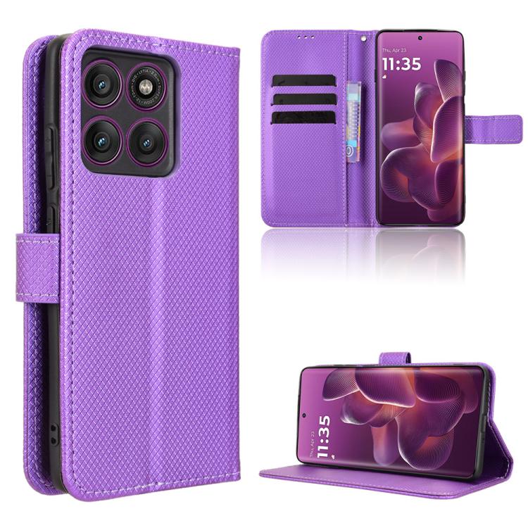 Custodia in pelle con trama a diamante per Motorola Moto G86 Power 5G