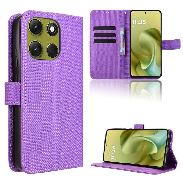 Custodia in pelle con trama a diamante per Motorola Moto G86 Power 5G