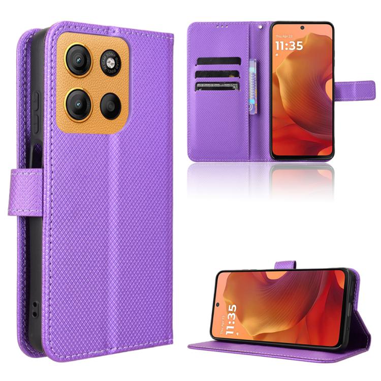 Custodia in pelle con trama a diamante per Motorola Moto X70 Air Pro e modelli