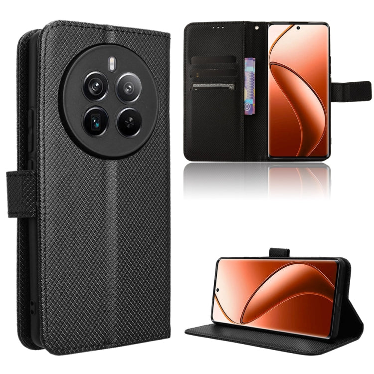Custodia in pelle con trama a diamante per Realme 12 Pro e 12 Pro+