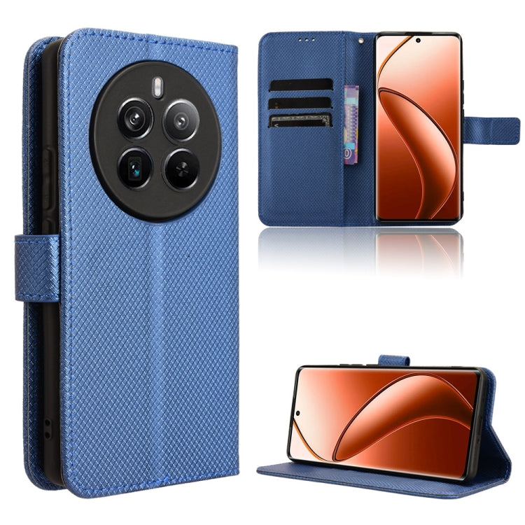 Custodia in pelle con trama a diamante per Realme 12 Pro e 12 Pro+