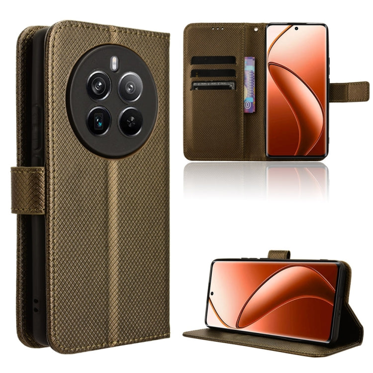 Custodia in pelle con trama a diamante per Realme 12 Pro e 12 Pro+