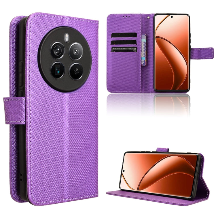 Custodia in pelle con trama a diamante per Realme 12 Pro e 12 Pro+