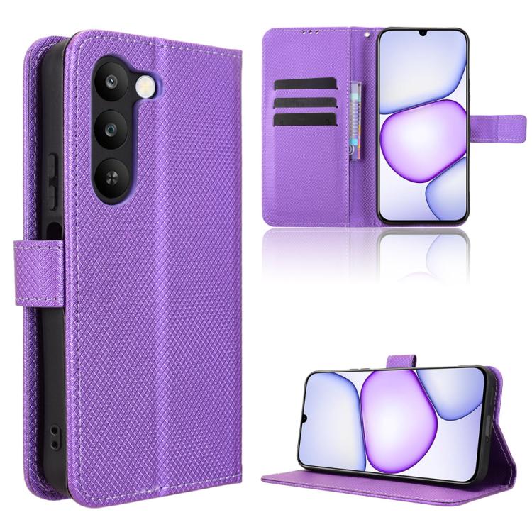 Custodia in pelle con trama a diamante per Realme 16T 5G e modelli compatibili