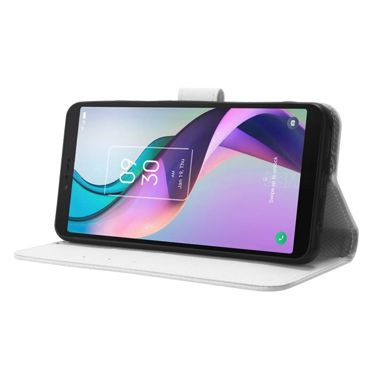 Custodia per telefono in pelle con trama a diamante, For TCL ION X