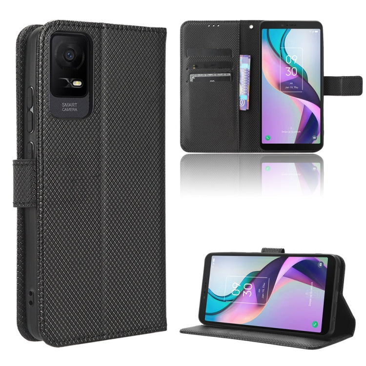 Custodia per telefono in pelle con trama a diamante, For TCL ION X