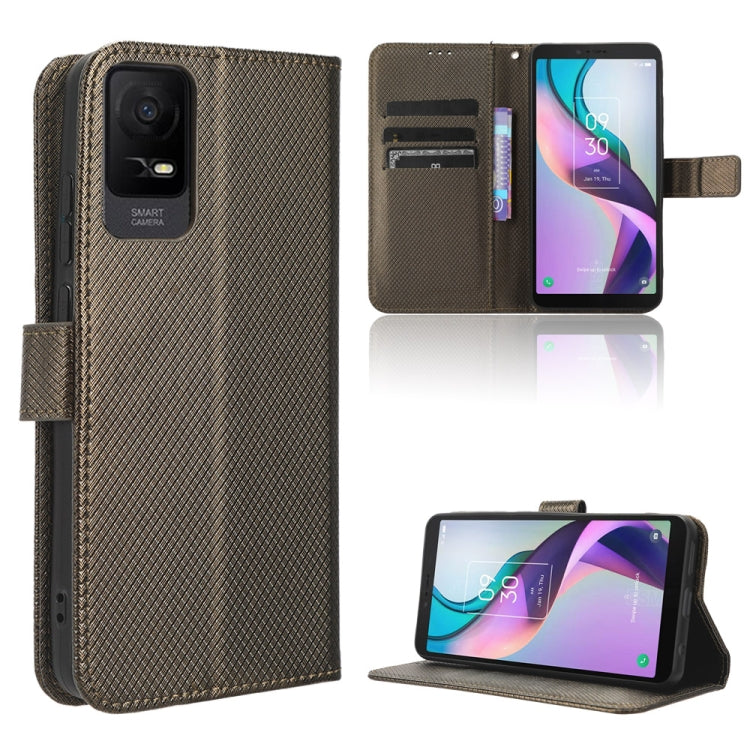 Custodia per telefono in pelle con trama a diamante, For TCL ION X